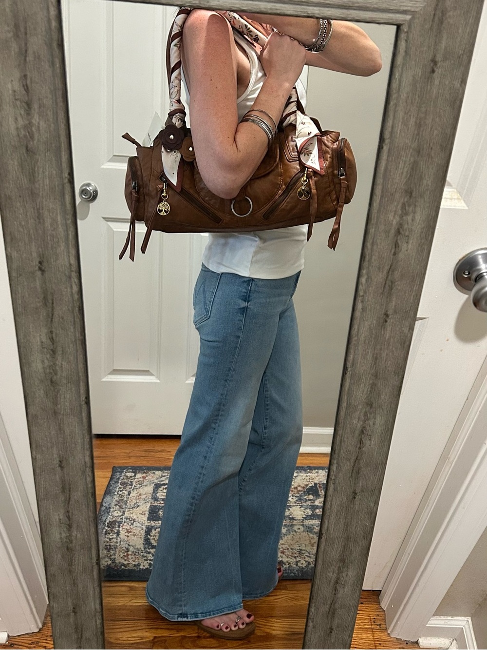NWT Free People Sabo East West Bag in Saddle with Included Bags Charms & Scarf - Picture 5 of 16